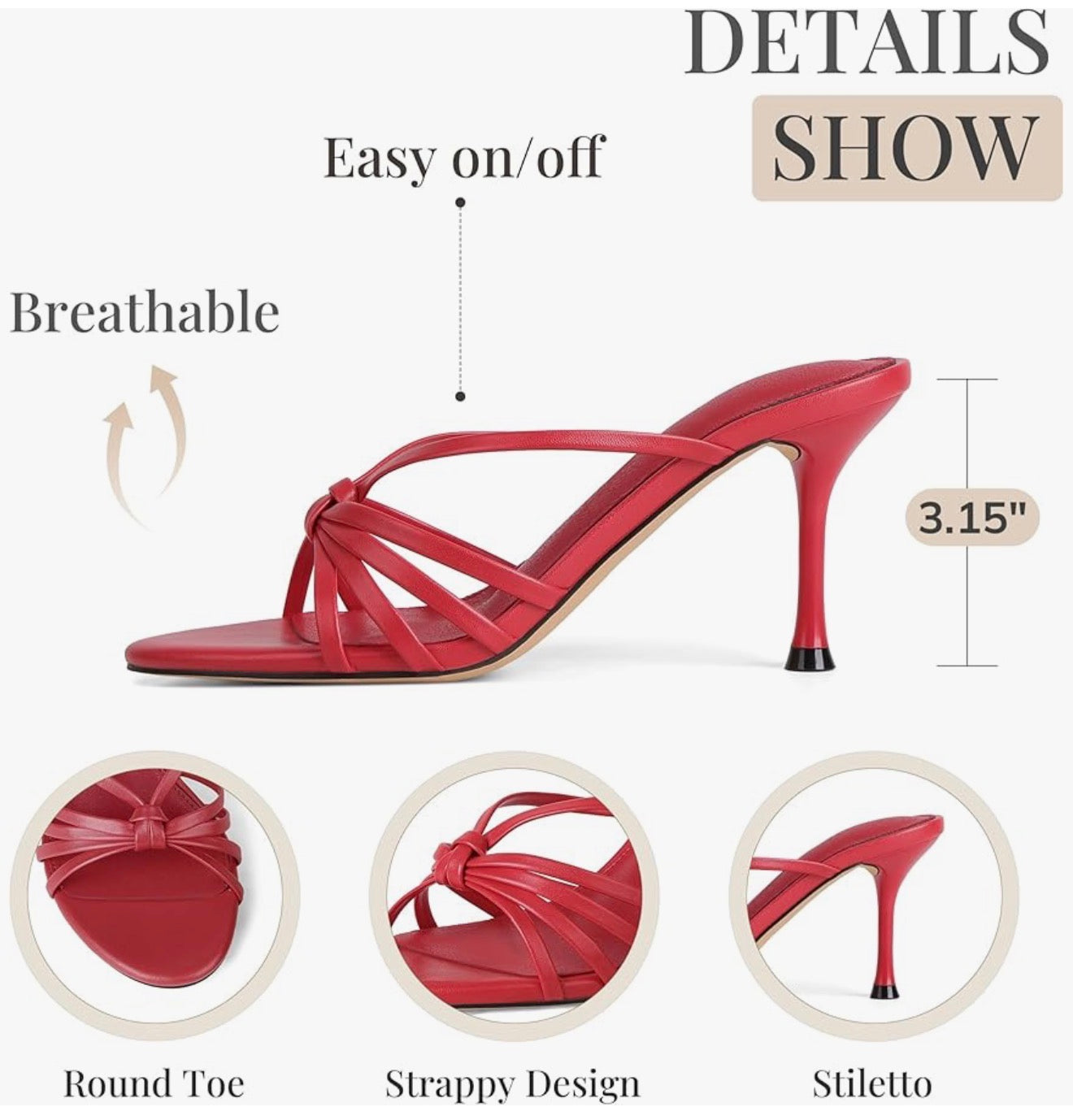 Elegant Red Strappy High-Heel Sandals